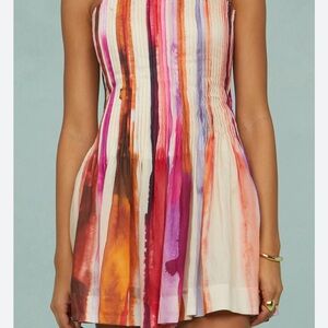AMUR Colorful Striped Strapless Dress